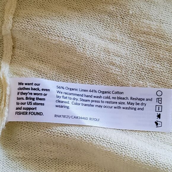 Eileen Fisher Organic Linen Organic Cotton Yellow Sweater Size L - Picture 5 of 5